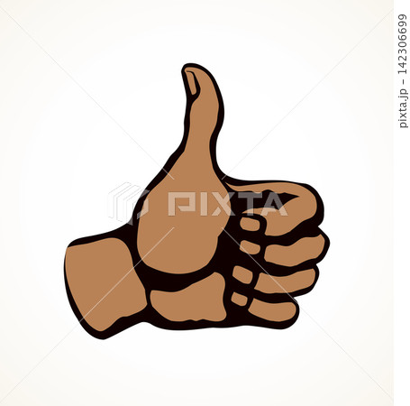 Thumb up. The sign is excellent. Vector drawing Thumb up. The sign is excellent. Vector drawing 142306699