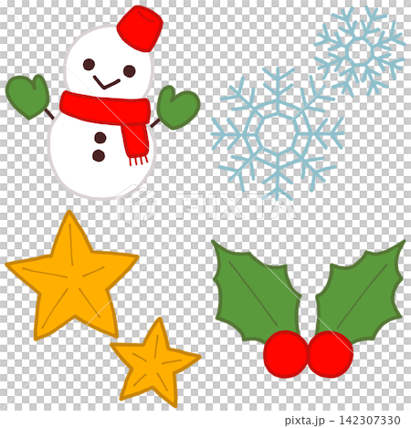 Christmas: Hand-drawn illustrations of snowmen, snowflakes, stars, and holly. Christmas: Hand-drawn illustrations of snowmen, snowflakes, stars, and holly. 142307330