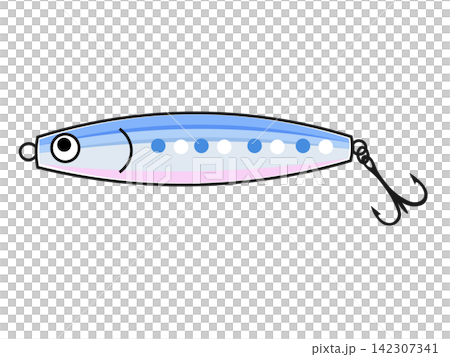Illustration of a blue metal jig lure Illustration of a blue metal jig lure 142307341