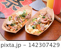 注）湯気は合成です。祭りの縁日・屋台風のスペシャルソーズ焼きそば 142307429