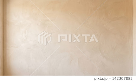 Beige cream colored textured plaster wall featuring sweeping circular trowel marks creating rough blank stucco surface perfect for custom graphic design background Beige cream colored textured plaster wall featuring sweeping circular trowel marks creating rough blank stucco surface perfect for custom graphic design background 142307883