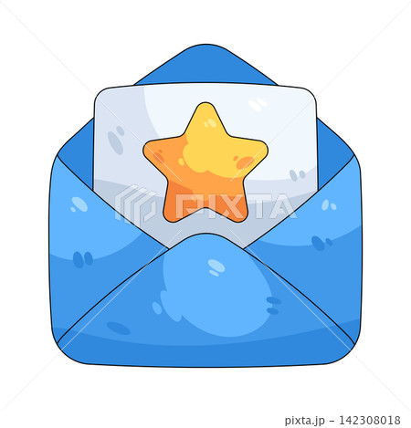 Illustration of mail envelope with star 142308018