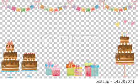 水彩風 チョコケーキお誕生日セット 水彩風 チョコケーキお誕生日セット 142308071