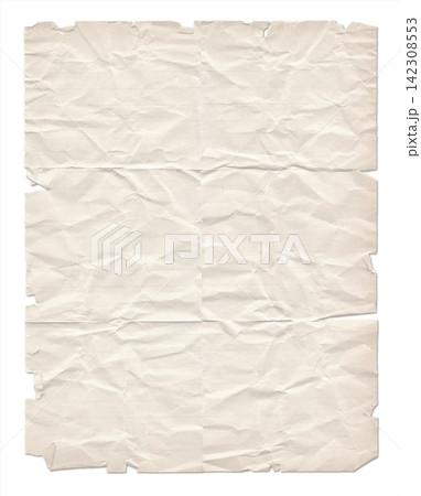 Wrinkled paper texture monochrome isolated on white Wrinkled paper texture monochrome isolated on white 142308553