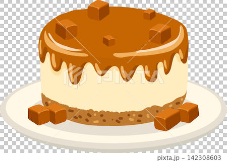 Caramel Cake with Cream Frosting and Caramel Topping Dessert Illustration Caramel Cake with Cream Frosting and Caramel Topping Dessert Illustration 142308603