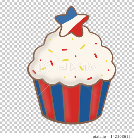 Patriotic 4th of July cupcake with sprinkles star american flag colors bakery sticker print visual graphic clipart artwork design icon element illustration Patriotic 4th of July cupcake with sprinkles star american flag colors bakery sticker print visual graphic clipart artwork design icon element illustration 142308612