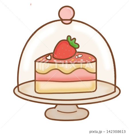 Strawberry layer cake under glass dome stand bakery cafe dessert display sticker print visual graphic clipart artwork design icon element illustration Strawberry layer cake under glass dome stand bakery cafe dessert display sticker print visual graphic clipart artwork design icon element illustration 142308613