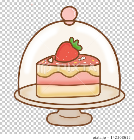 Strawberry layer cake under glass dome stand bakery cafe dessert display sticker print visual graphic clipart artwork design icon element illustration Strawberry layer cake under glass dome stand bakery cafe dessert display sticker print visual graphic clipart artwork design icon element illustration 142308613