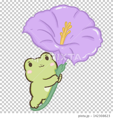 Cute Kawaii Frog Hugging Giant Purple Hibiscus Flower Whimsical Spring Garden Character Pastel Floral Cottagecore Botanical Nature Nursery Illustration Cute Kawaii Frog Hugging Giant Purple Hibiscus Flower Whimsical Spring Garden Character Pastel Floral Cottagecore Botanical Nature Nursery Illustration 142308623