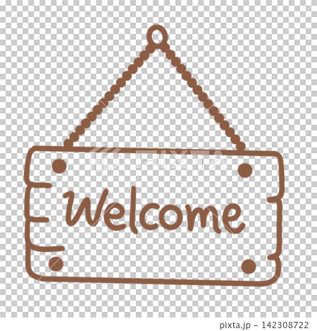Wooden framed welcome sign board hanging shop entrance cafe home greeting board sticker print visual graphic clipart artwork design icon element illustration Wooden framed welcome sign board hanging shop entrance cafe home greeting board sticker print visual graphic clipart artwork design icon element illustration 142308722