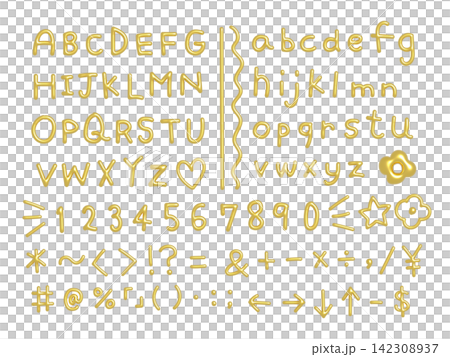 Hand-drawn gold alphabet, number, and symbol illustration set (transparent PNG) Hand-drawn gold alphabet, number, and symbol illustration set (transparent PNG) 142308937