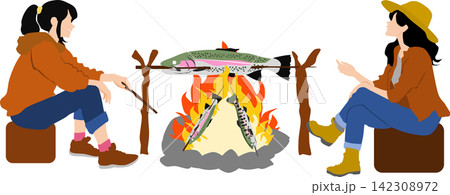 ニジマスの塩焼きのイラスト 142308972