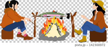 ニジマスの塩焼きのイラスト 142308972
