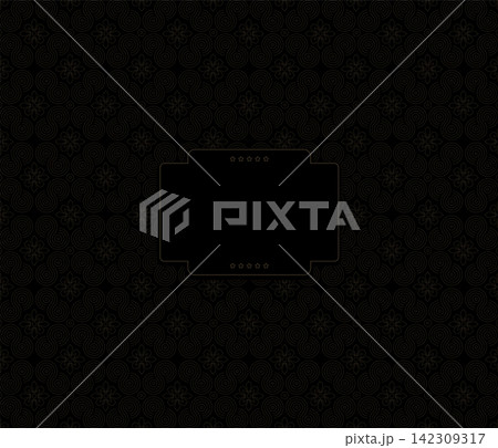 Geometric design with a gold pattern on a black background, based on traditional art 142309317