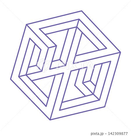 Impossible shapes, optical illusion tattoo, vector. Optical art objects. Logo in trendy 2022 Very Peri color. Geometric figures. Impossible shapes, optical illusion tattoo, vector. Optical art objects. Logo in trendy 2022 Very Peri color. Geometric figures. 142309877