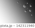 Monochrome grainy gradient background with abstract floating spheres for design modern minimalist black and white texture with floating 3d orb shapes looks like water drops, copy space 142311940