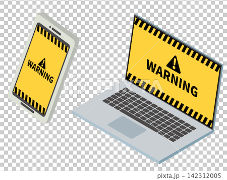 Warning illustrations for smartphones and PCs that can be used to warn people about phishing scams and unauthorized access. Warning illustrations for smartphones and PCs that can be used to warn people about phishing scams and unauthorized access. 142312005