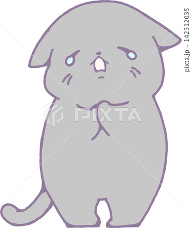 ごめんなさいと謝罪するネコのゆるい手描き風ベクター素材 ごめんなさいと謝罪するネコのゆるい手描き風ベクター素材 142312035