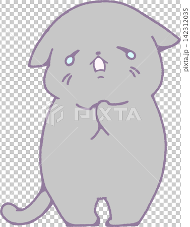 ごめんなさいと謝罪するネコのゆるい手描き風ベクター素材 ごめんなさいと謝罪するネコのゆるい手描き風ベクター素材 142312035