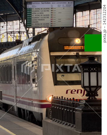 Interior view of Estacio de Franca railway station in Barcelona Spain showing its historic architecture and railway facilities 142312204