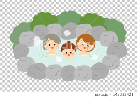一家三代同堂在享受露天浴池(女浴池) 一家三代同堂在享受露天浴池(女浴池) 142312421