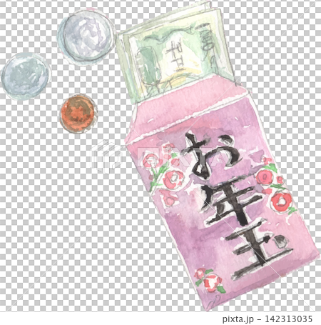 新年錢的水彩插畫 新年錢的水彩插畫 142313035