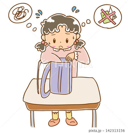 忘れ物が多い女の子のイラスト2 忘れ物が多い女の子のイラスト2 142313156