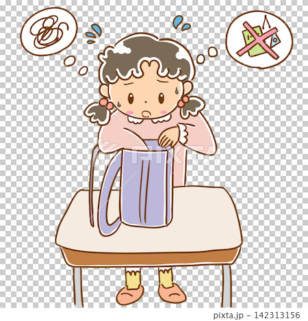 忘れ物が多い女の子のイラスト2 忘れ物が多い女の子のイラスト2 142313156