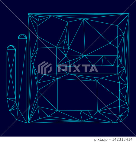 Newspaper low poly triangulation triangulated polygonal electric cyan blue vibrant aqua neon color vector illustration image outline contour line 142313414