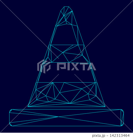 Road cone low poly triangulation triangulated polygonal electric cyan blue vibrant aqua neon color vector illustration image outline contour line Road cone low poly triangulation triangulated polygonal electric cyan blue vibrant aqua neon color vector illustration image outline contour line 142313464