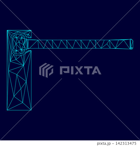 Barrier low poly triangulation triangulated polygonal electric cyan blue vibrant aqua neon color vector illustration image outline contour line 142313475