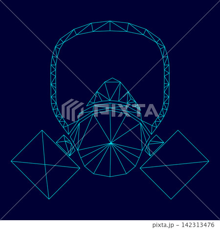 Gas mask low poly triangulation triangulated polygonal electric cyan blue vibrant aqua neon color vector illustration image outline contour line Gas mask low poly triangulation triangulated polygonal electric cyan blue vibrant aqua neon color vector illustration image outline contour line 142313476