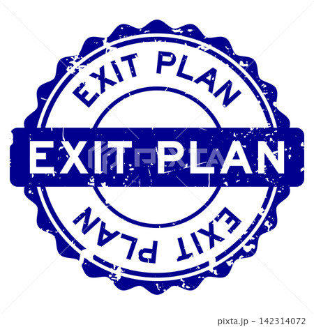 Grunge blue exit plan word round seal stamp on white background Grunge blue exit plan word round seal stamp on white background 142314072