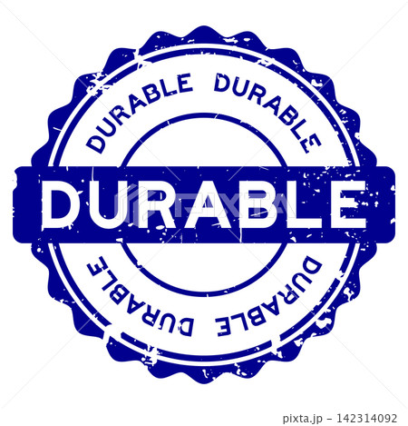 Grunge blue durable word round seal stamp on white background Grunge blue durable word round seal stamp on white background 142314092
