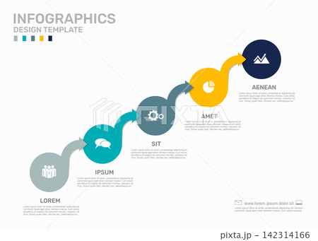 Five-step infographic template with a diagonal sequence of connected circles. Vector illustration.. Five-step infographic template with a diagonal sequence of connected circles. Vector illustration.. 142314166