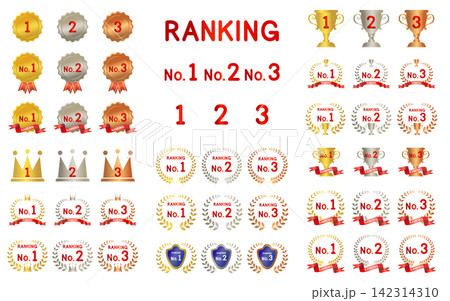 そのまま使える、金・銀・銅のランキング素材 142314310