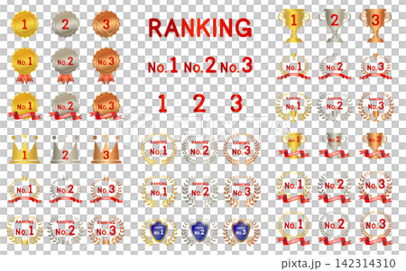 そのまま使える、金・銀・銅のランキング素材 142314310