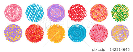 Playful crayon brush stroke circle pack chaotic childlike chalk scribble rough grainy pastel texture Playful crayon brush stroke circle pack chaotic childlike chalk scribble rough grainy pastel texture 142314646