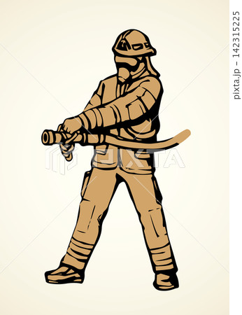 Firefighter. Vector drawing Firefighter. Vector drawing 142315225