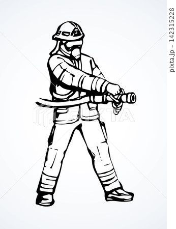 Firefighter. Vector drawing Firefighter. Vector drawing 142315228