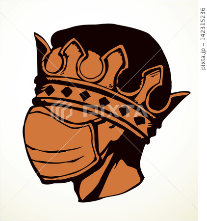 Man in medical mask and crown. Vector drawing Man in medical mask and crown. Vector drawing 142315236