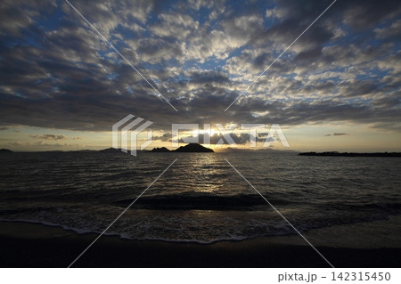 Seaside town of Turgutreis and spectacular sunsets Seaside town of Turgutreis and spectacular sunsets 142315450
