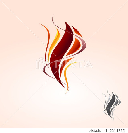Abstract colorful flame logo design featuring elegant flowing with monochrome design color 142315835