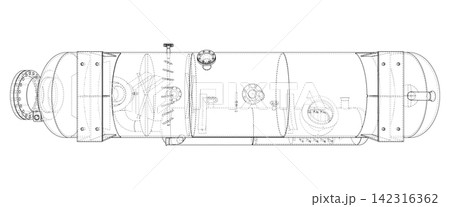 submarine wireframe illustration. Vector 142316362