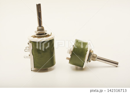 Powerful variable resistors. Potentiometers for instruments. Electronic device. Powerful variable resistors. Potentiometers for instruments. Electronic device. 142316713