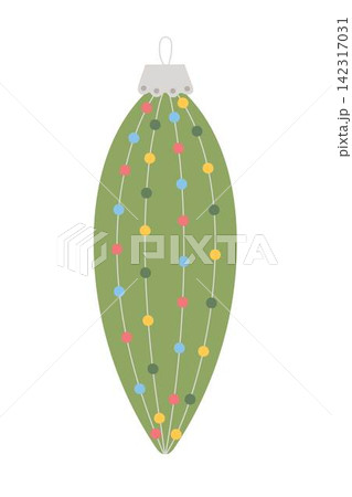 Christmas ornament green hand drawn flat illustration with colorful beaded garland pattern, vintage tree decoration, retro seasonal style, elegant festive mood and cozy winter celebration atmosphere Christmas ornament green hand drawn flat illustration with colorful beaded garland pattern, vintage tree decoration, retro seasonal style, elegant festive mood and cozy winter celebration atmosphere 142317031
