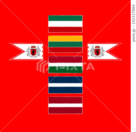 Baltic Peoples Flag Set Bright Stylized Vector Illustrations of Baltic Cultural Identity and Heritage 142317064