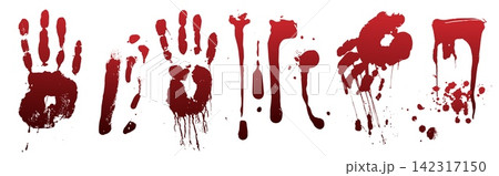 Red blood splash patterns with realistic drops 142317150