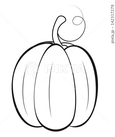 Pumpkin coloring page isolated on white background. Autumn Black and white illustration for children and adults. Vector illustration for kindergarten, school, print. Pumpkin coloring page isolated on white background. Autumn Black and white illustration for children and adults. Vector illustration for kindergarten, school, print. 142317278