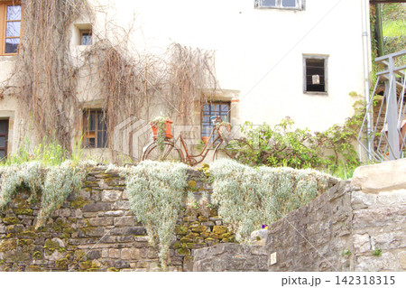 Rustic Bicycle Decor on Stone Wall 142318315